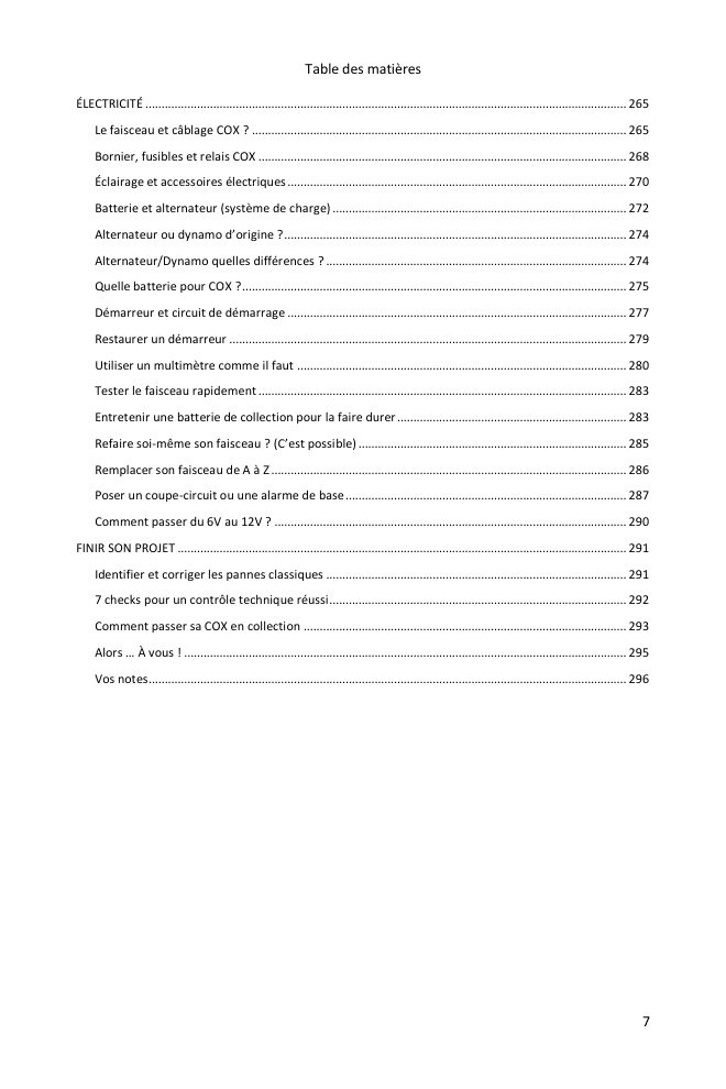 Table des matières (6/6) : tout ce que couvre le guide