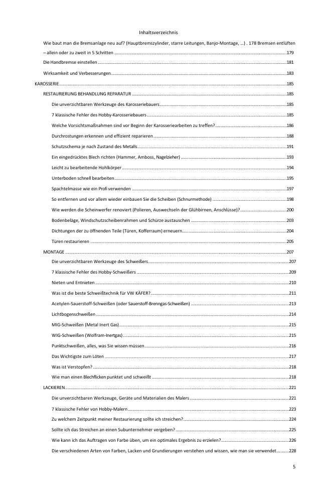 Inhaltsverzeichnis (4/5): alles, was der Leitfaden abdeckt