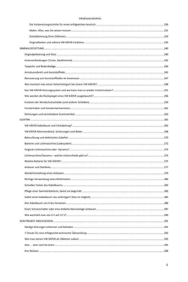 Inhaltsverzeichnis (5/5): alles, was der Leitfaden abdeckt