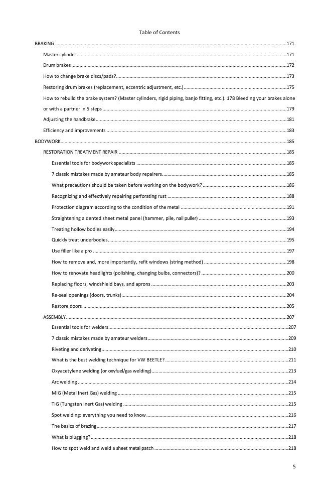 Table of contents (4/6): everything the guide covers