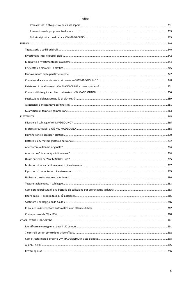 Indice (5/5): tutto ciò che la guida tratta