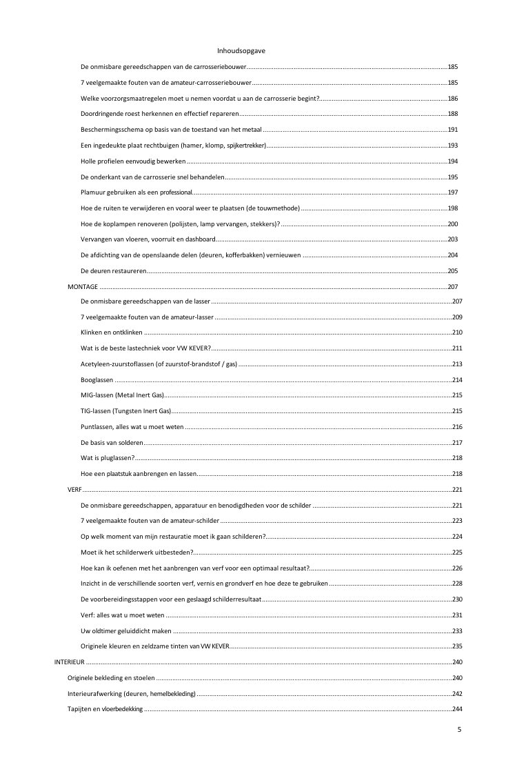 Inhoudsopgave (4/5): alles wat de gids behandelt