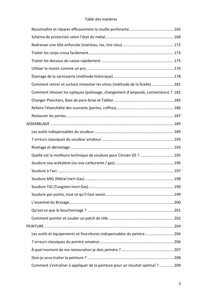 Table des matières (5/7) : tout ce que couvre le guide
