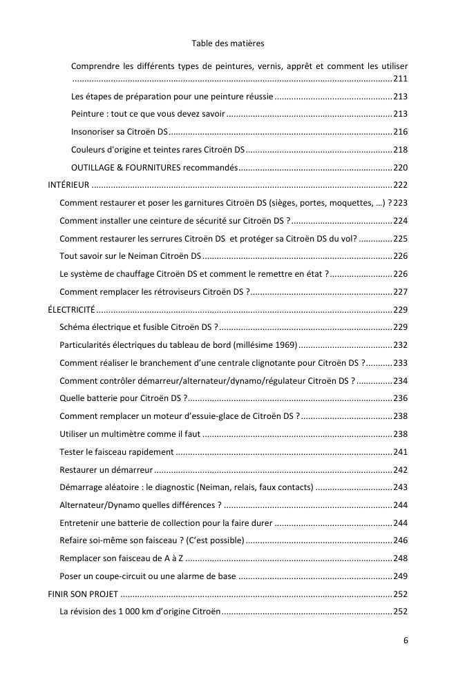 Table des matières (6/7) : tout ce que couvre le guide