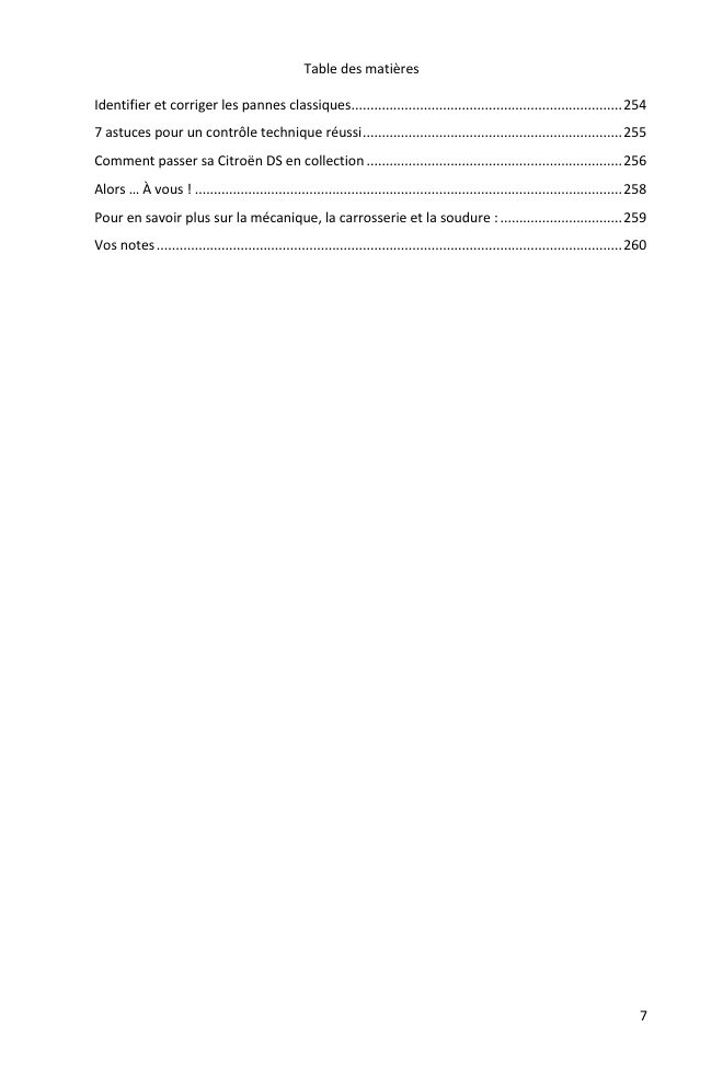 Table des matières (7/7) : tout ce que couvre le guide