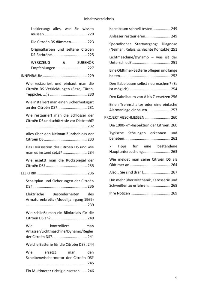Inhaltsverzeichnis (5/5): alles, was der Leitfaden abdeckt