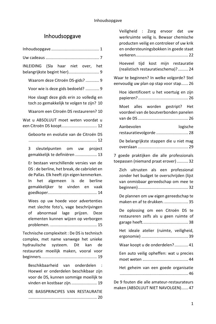 Inhoudsopgave (1/5): alles wat de gids behandelt