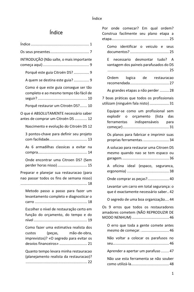 Índice (1/5): tudo o que o guia abrange