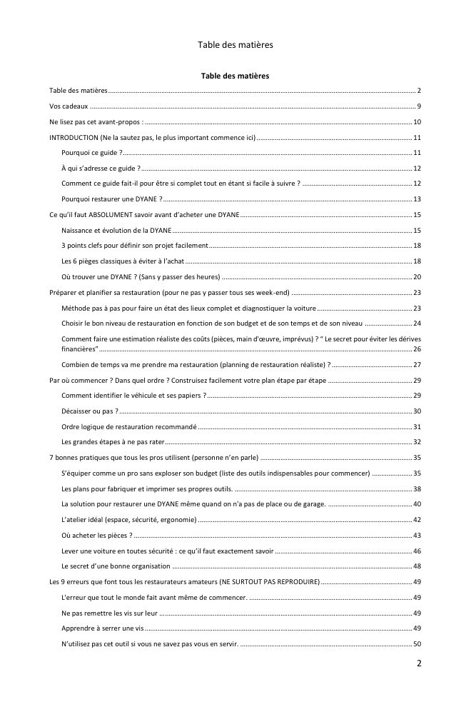 Table des matières (1/6) : tout ce que couvre le guide