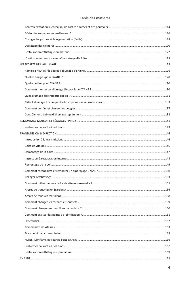 Table des matières (3/6) : tout ce que couvre le guide