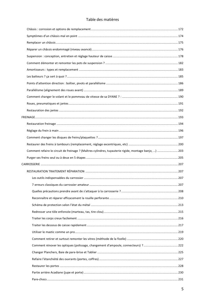 Table des matières (4/6) : tout ce que couvre le guide