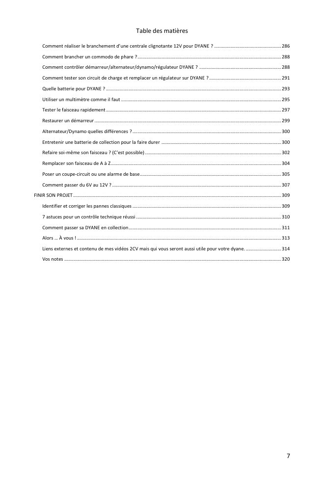 Table des matières (6/6) : tout ce que couvre le guide