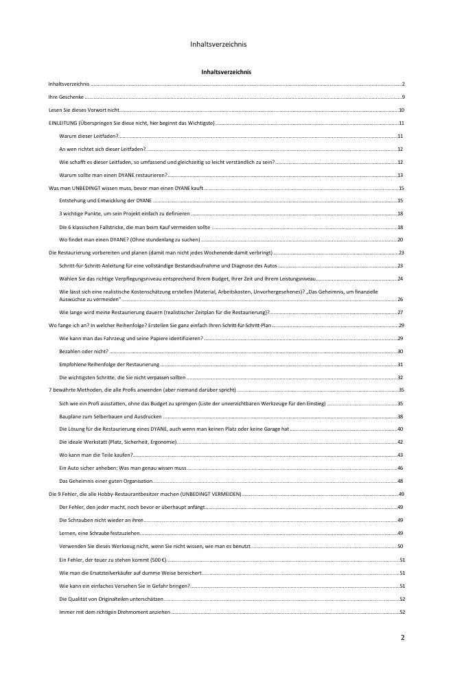 Inhaltsverzeichnis (1/5): alles, was der Leitfaden abdeckt