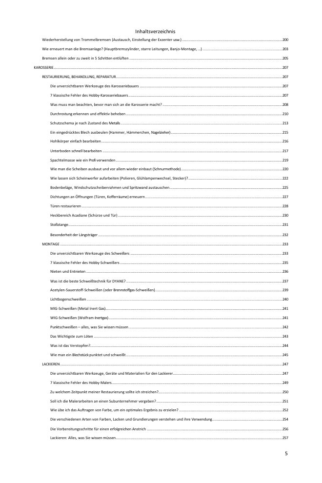 Inhaltsverzeichnis (4/5): alles, was der Leitfaden abdeckt
