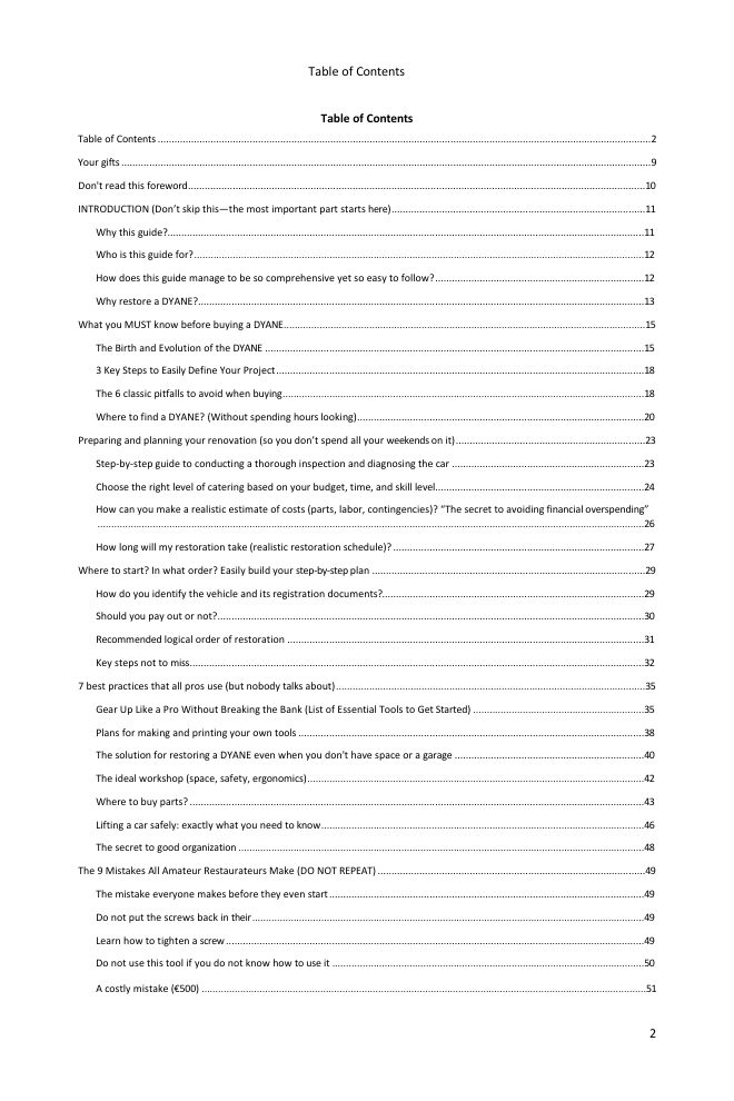Table of contents (1/6): everything the guide covers