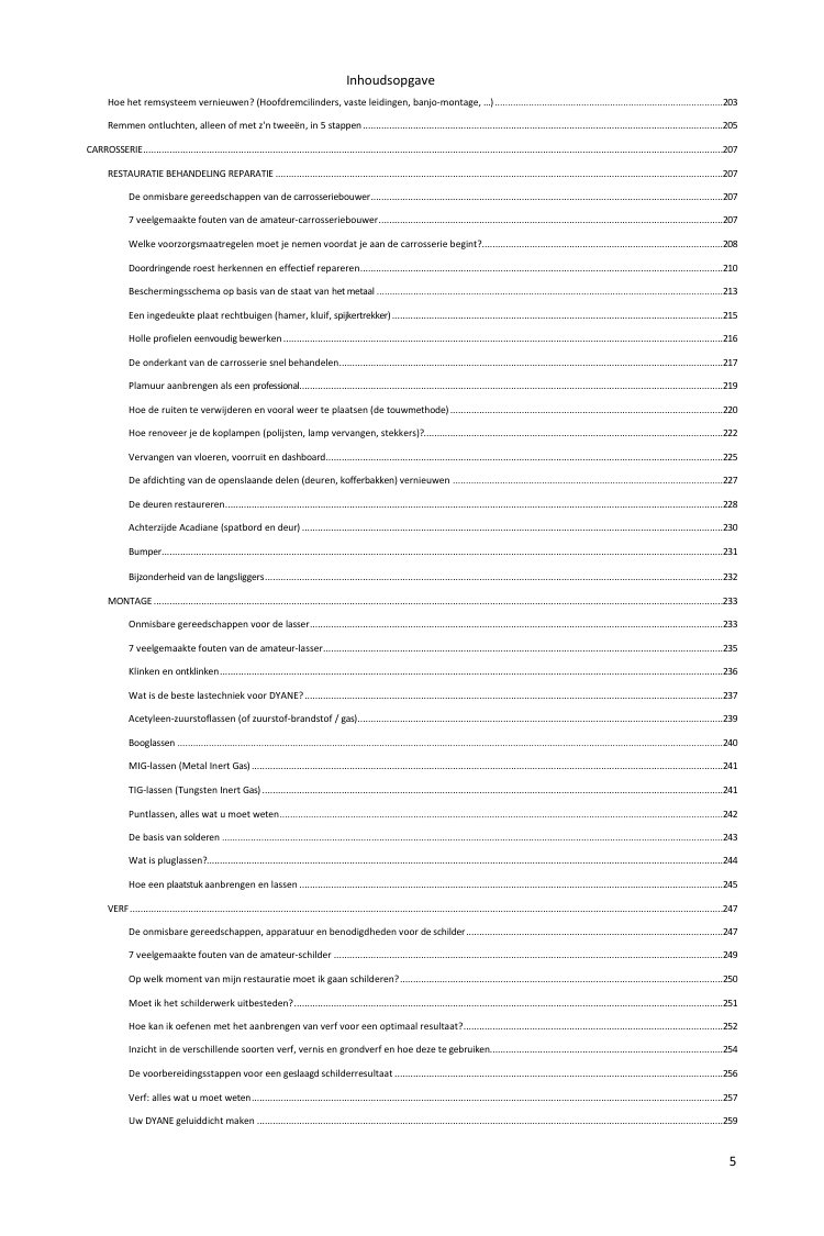 Inhoudsopgave (4/5): alles wat de gids behandelt
