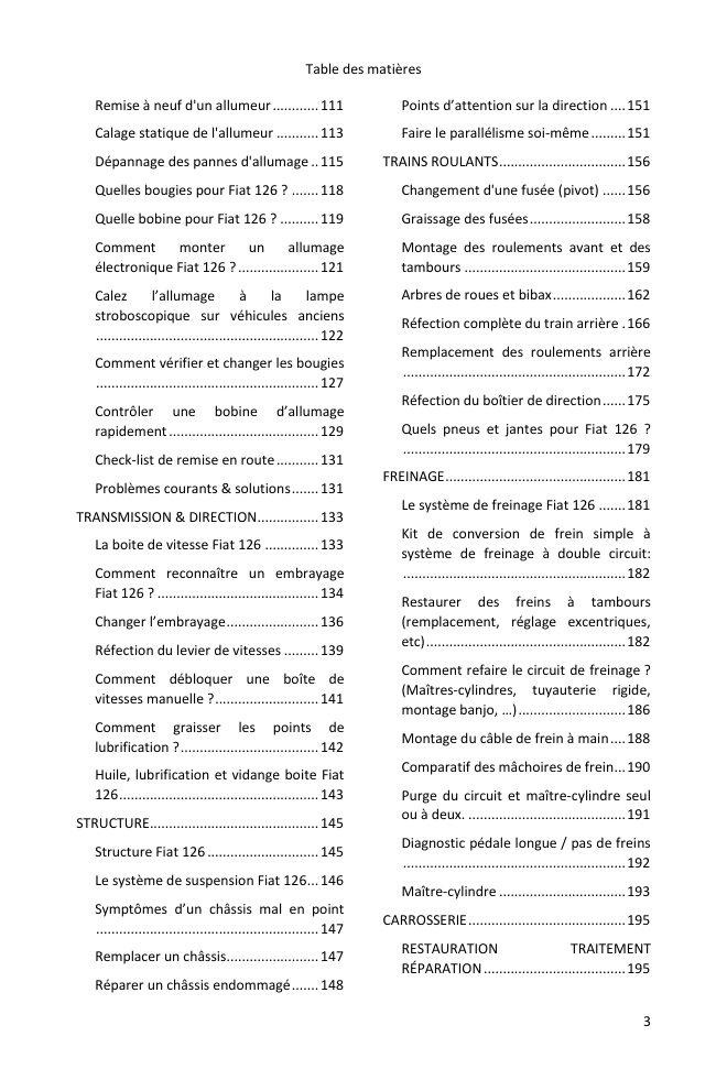Table des matières (3/5) : tout ce que couvre le guide