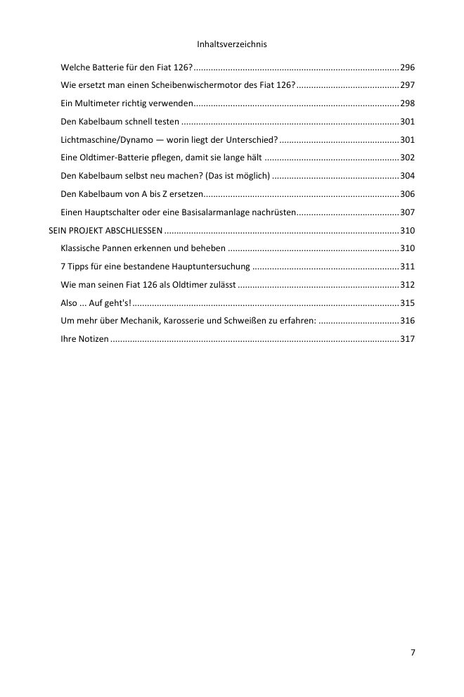 Inhaltsverzeichnis (7/7): alles, was der Leitfaden abdeckt