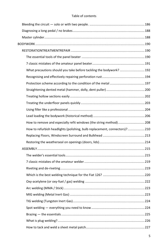 Table of contents (5/7): everything the guide covers