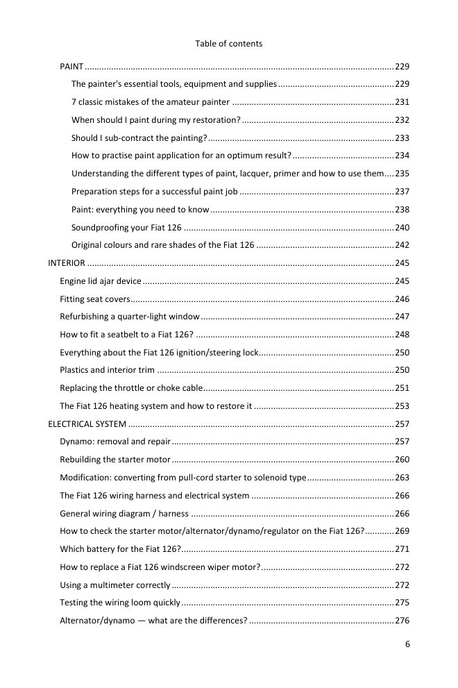 Table of contents (6/7): everything the guide covers