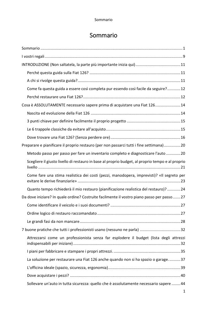 Indice (1/7): tutto ciò che la guida tratta