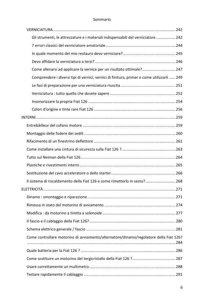 Indice (6/7): tutto ciò che la guida tratta