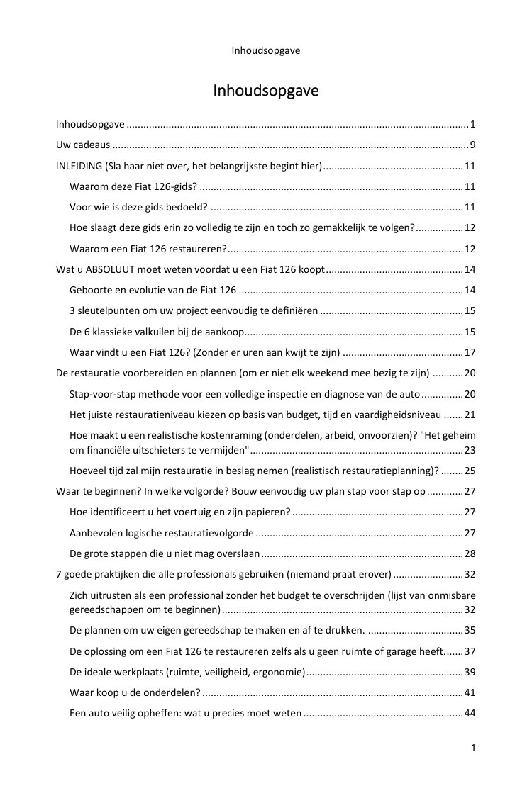 Inhoudsopgave (1/7): alles wat de gids behandelt