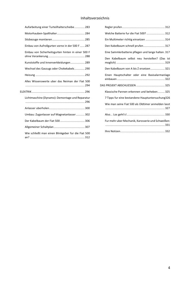 Inhaltsverzeichnis (4/4): alles, was der Leitfaden abdeckt