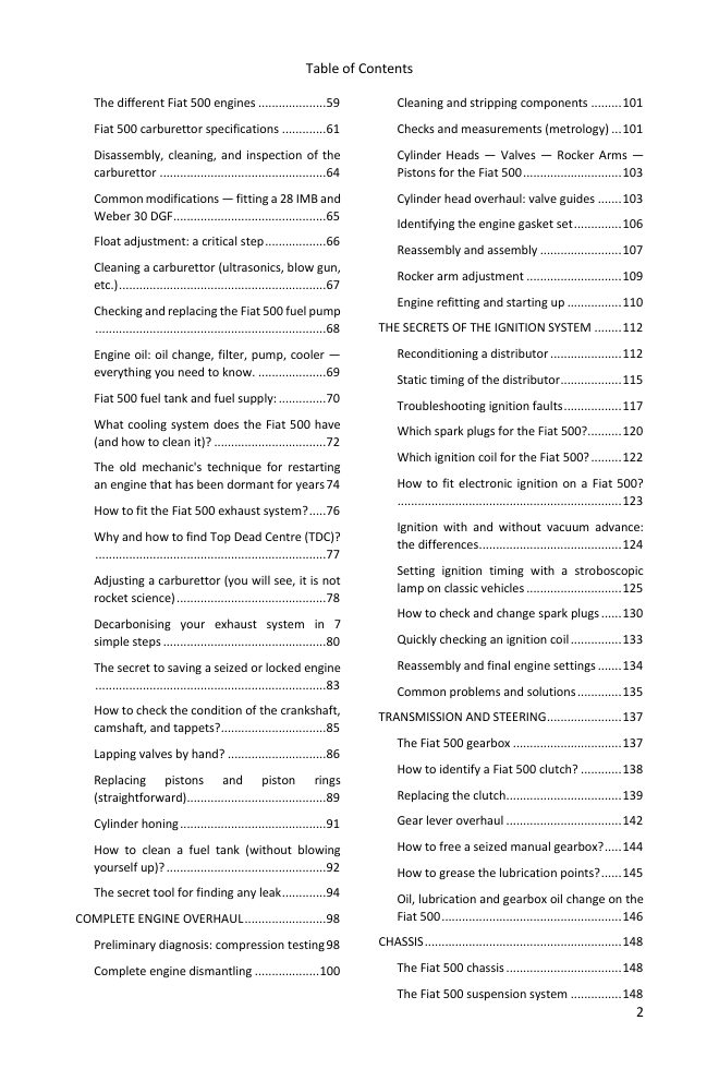 Table of contents (2/4): everything the guide covers