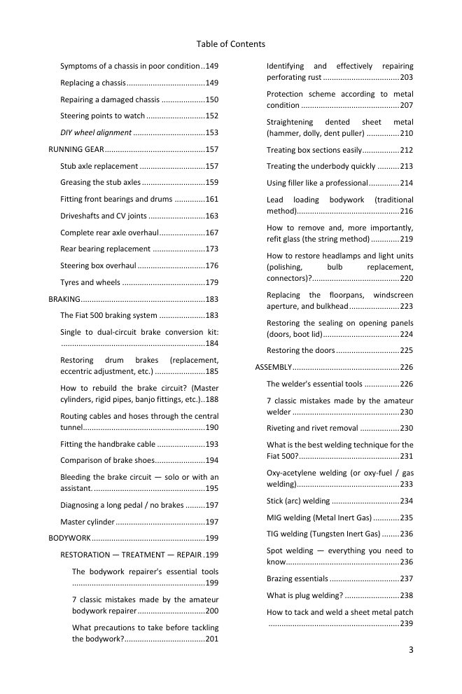 Table of contents (3/4): everything the guide covers