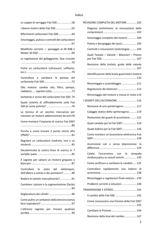 Indice (2/4): tutto ciò che la guida tratta