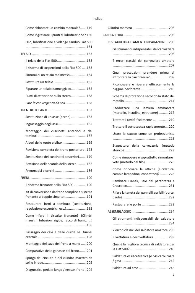 Indice (3/4): tutto ciò che la guida tratta