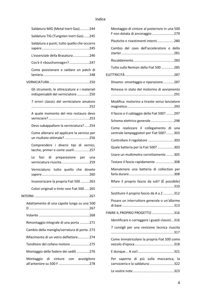 Indice (4/4): tutto ciò che la guida tratta