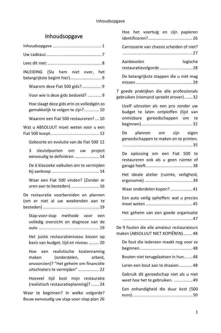 Inhoudsopgave (1/5): alles wat de gids behandelt
