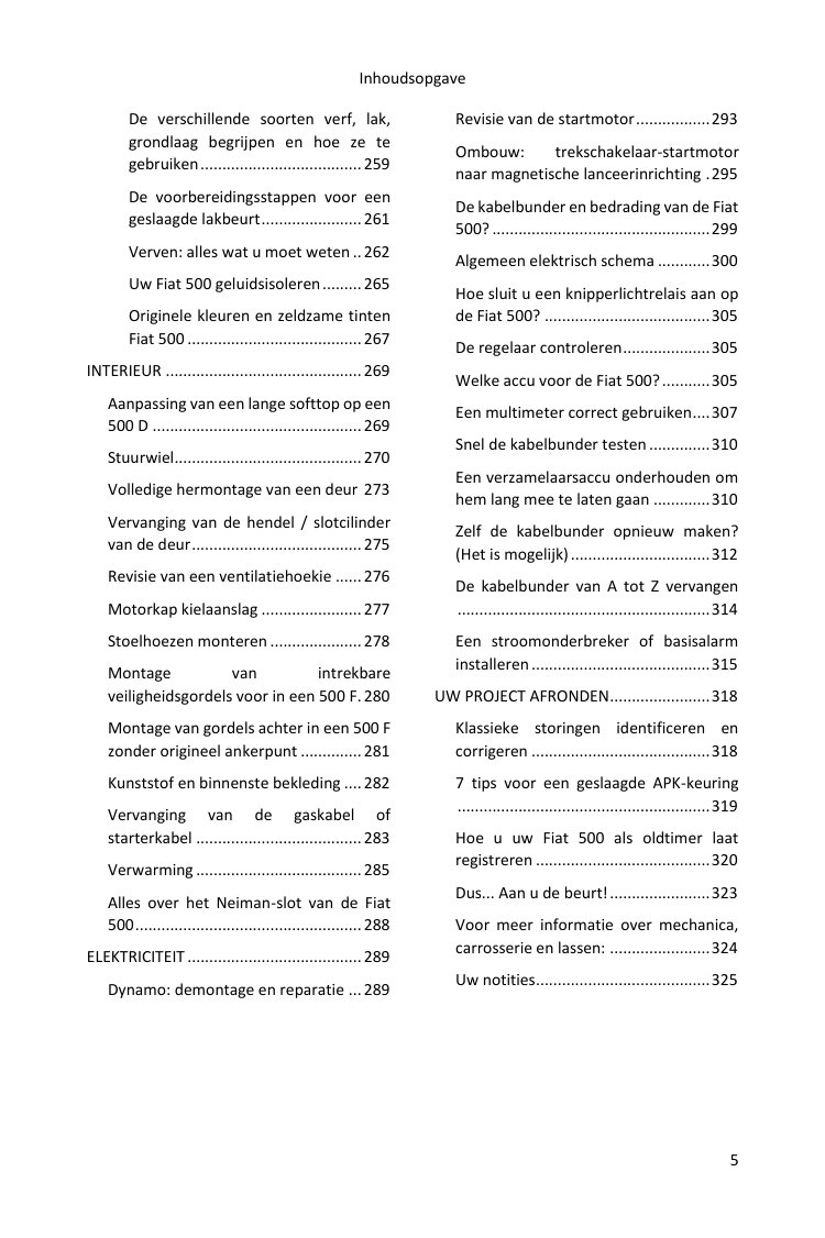 Inhoudsopgave (5/5): alles wat de gids behandelt