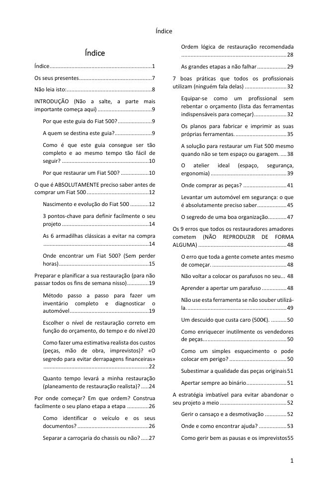 Índice (1/5): tudo o que o guia abrange