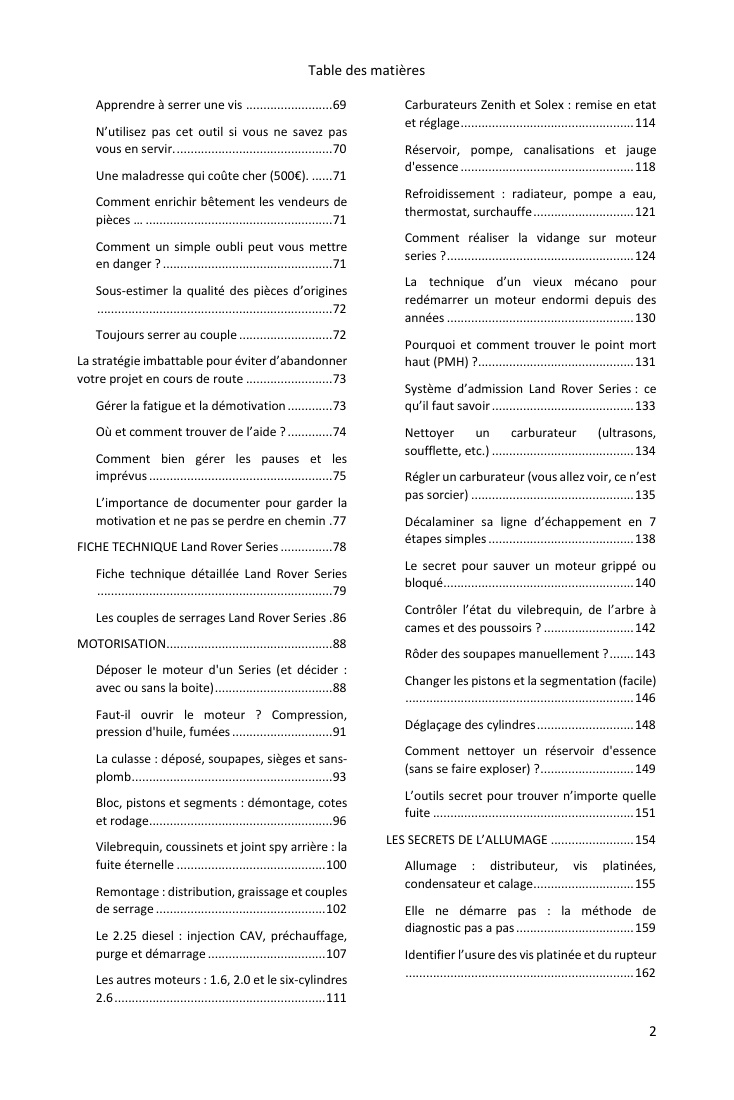 Table des matières (2/4) : tout ce que couvre le guide