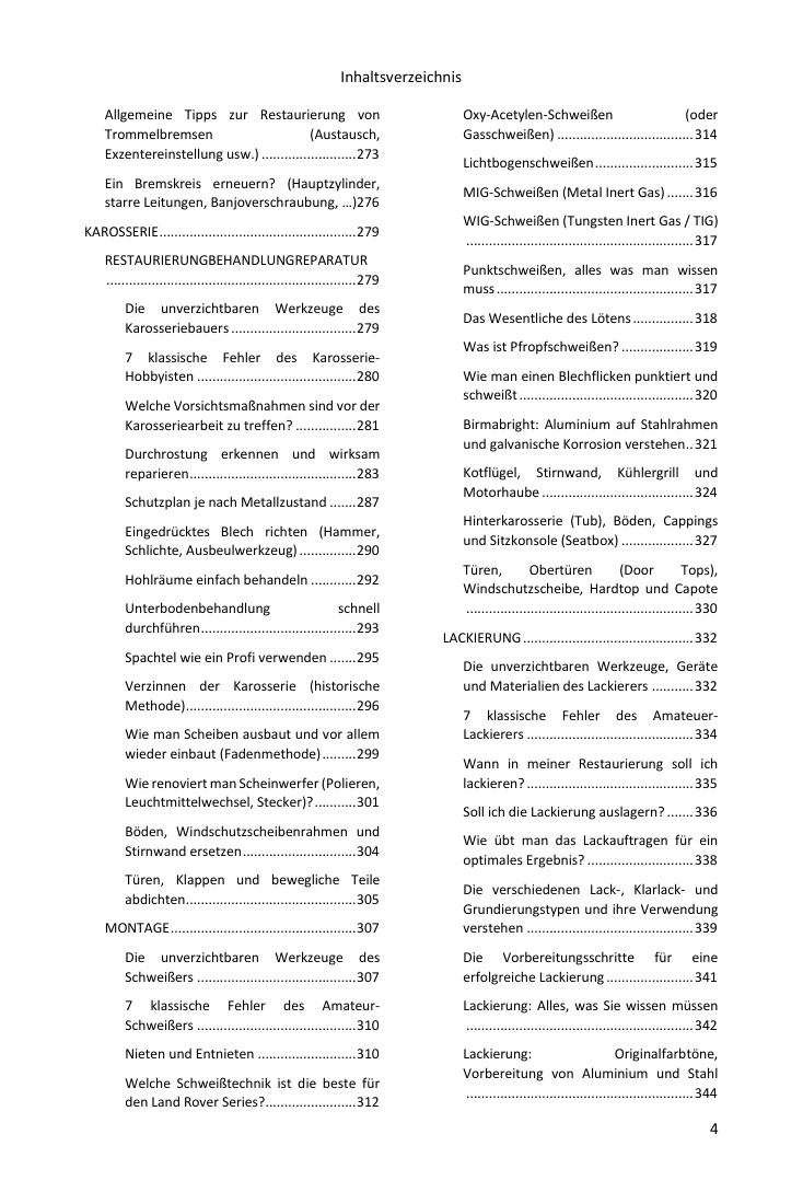 Inhaltsverzeichnis (4/4): alles, was der Leitfaden abdeckt