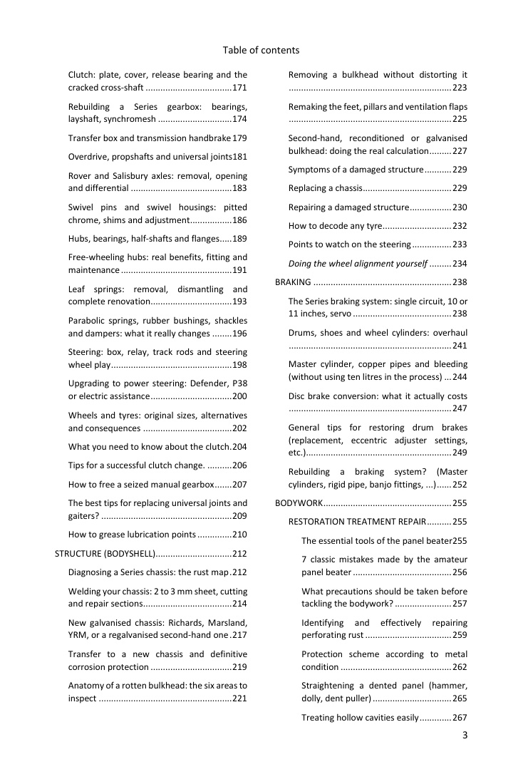 Table of contents (3/4): everything the guide covers