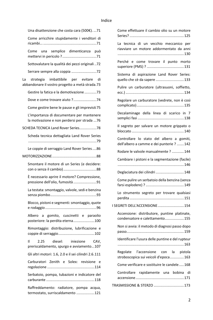 Indice (2/4): tutto ciò che la guida tratta