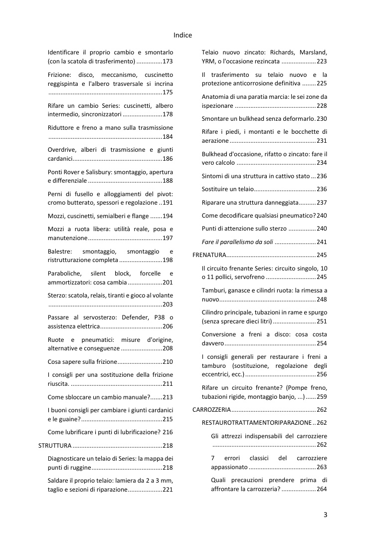 Indice (3/4): tutto ciò che la guida tratta