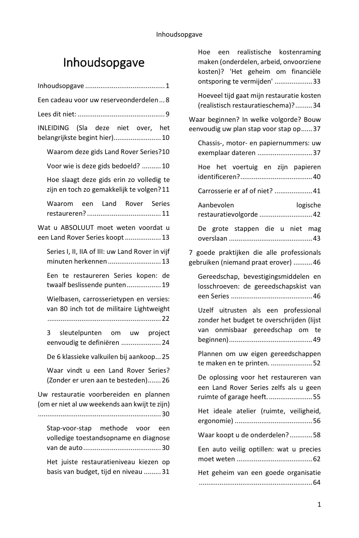 Inhoudsopgave (1/5): alles wat de gids behandelt