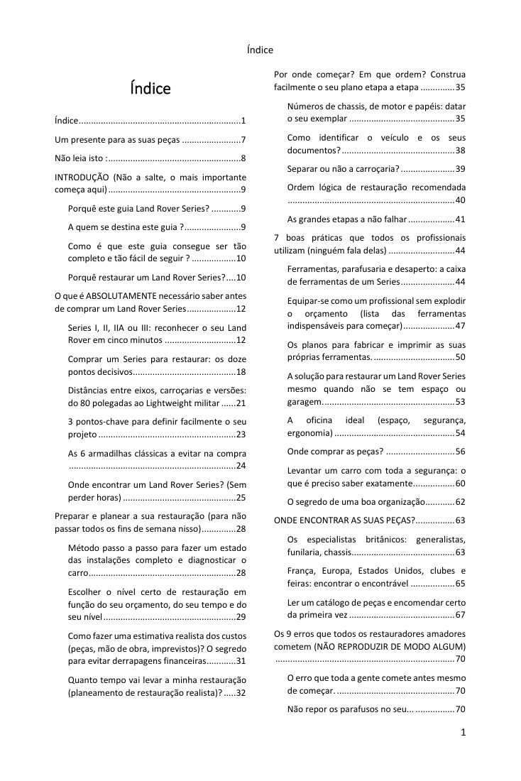 Índice (1/5): tudo o que o guia abrange