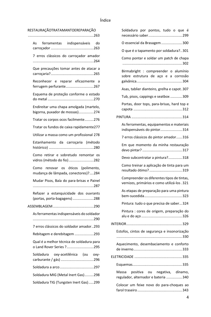 Índice (4/5): tudo o que o guia abrange