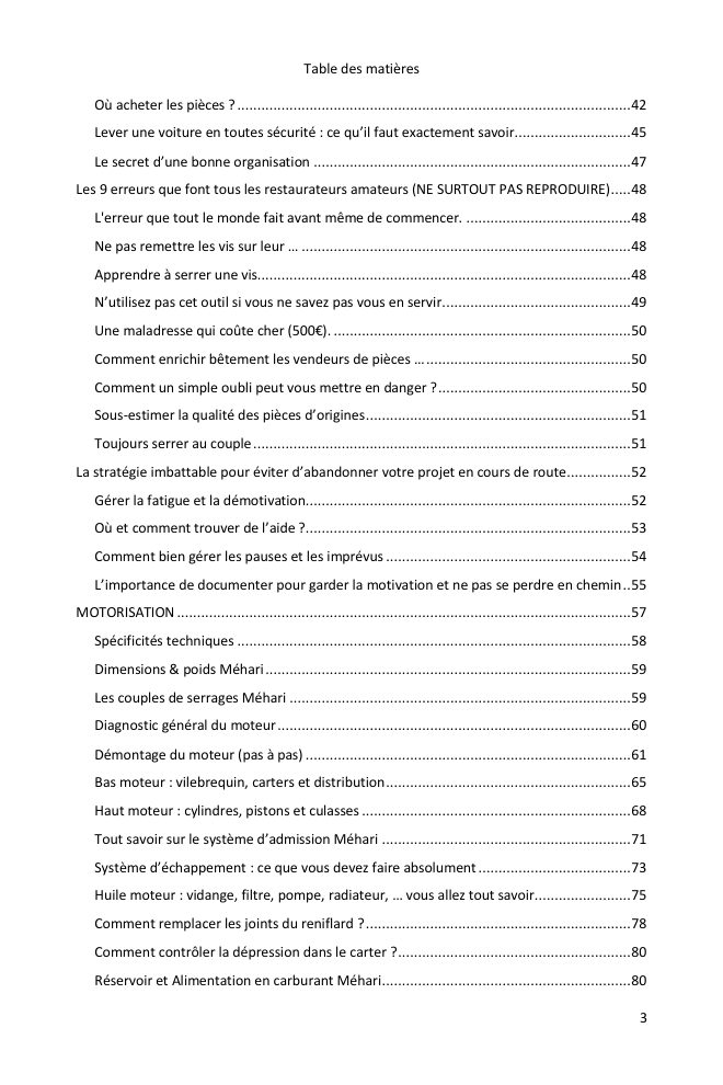 Table des matières (2/7) : tout ce que couvre le guide
