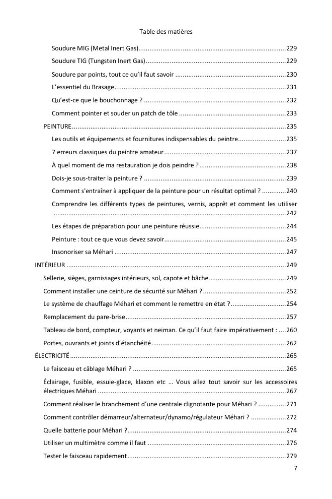 Table des matières (6/7) : tout ce que couvre le guide