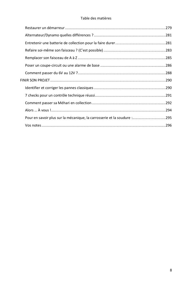 Table des matières (7/7) : tout ce que couvre le guide
