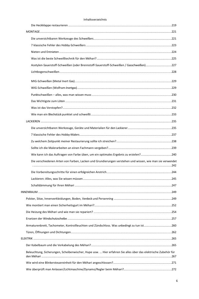 Inhaltsverzeichnis (5/6): alles, was der Leitfaden abdeckt