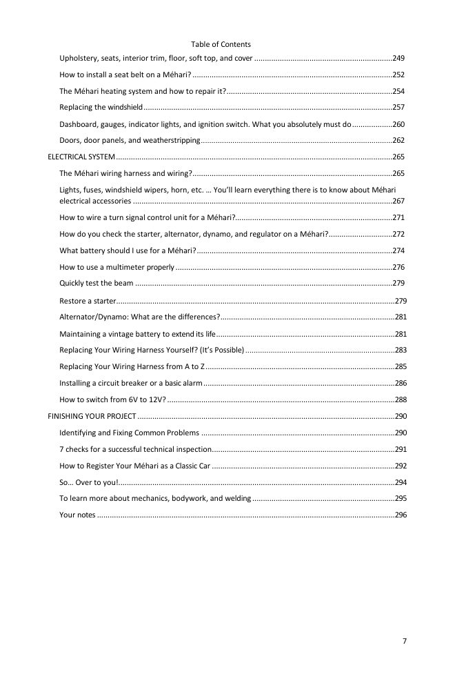 Table of contents (6/6): everything the guide covers