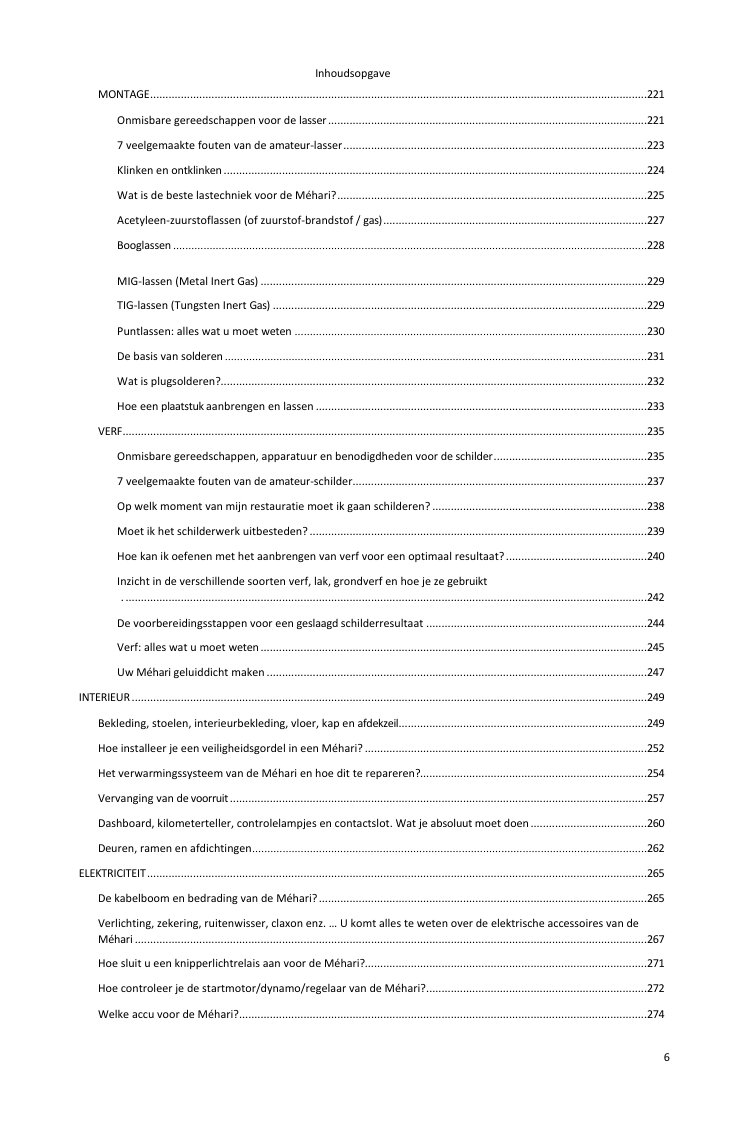 Inhoudsopgave (5/6): alles wat de gids behandelt